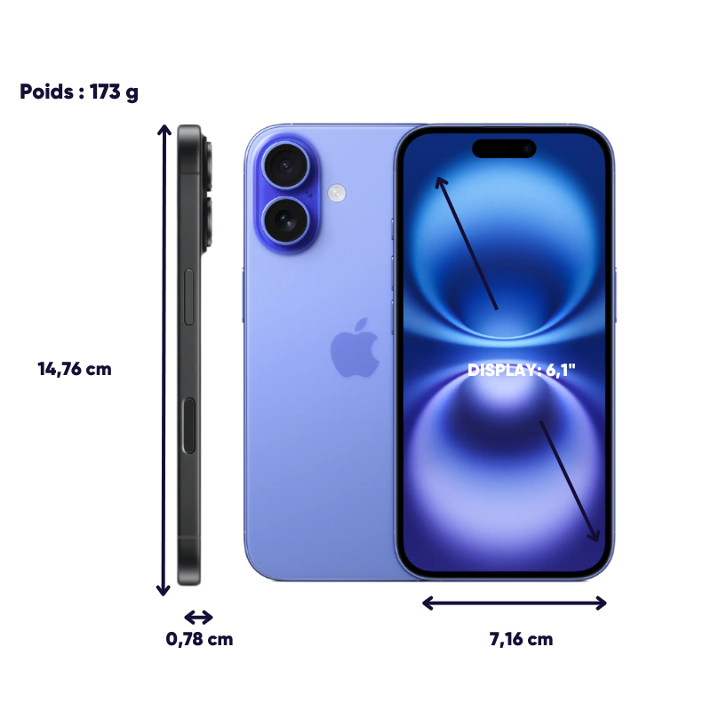 Dimensions et poids de l’iPhone 16